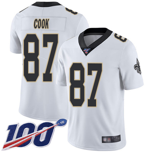Men New Orleans Saints Limited White Jared Cook Road Jersey NFL Football 87 100th Season Vapor Untouchable Jersey